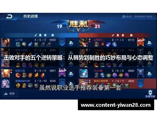 击败对手的五个逆转策略：从弱势到制胜的巧妙布局与心态调整